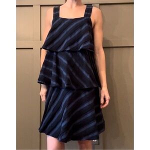 Ace & Jig Simone Stripe Tiered Ruffle Dress in Lunar Blue 100% Cotton Size Small